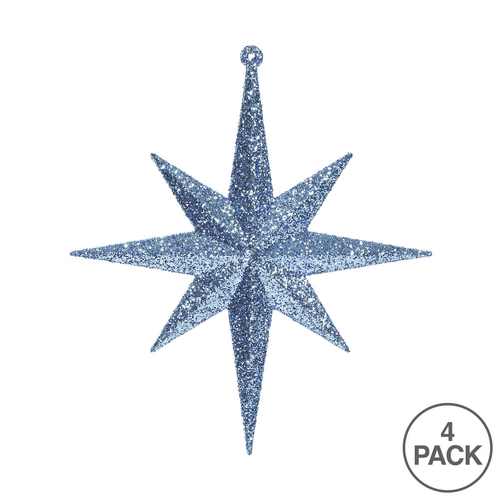 Vickerman 8" Sea Blue Iridescent Glitter Bethlehem Star Christmas Ornament 4 per Box