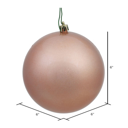 Vickerman 6" Rose Gold Candy Ball Ornament 4 per Bag
