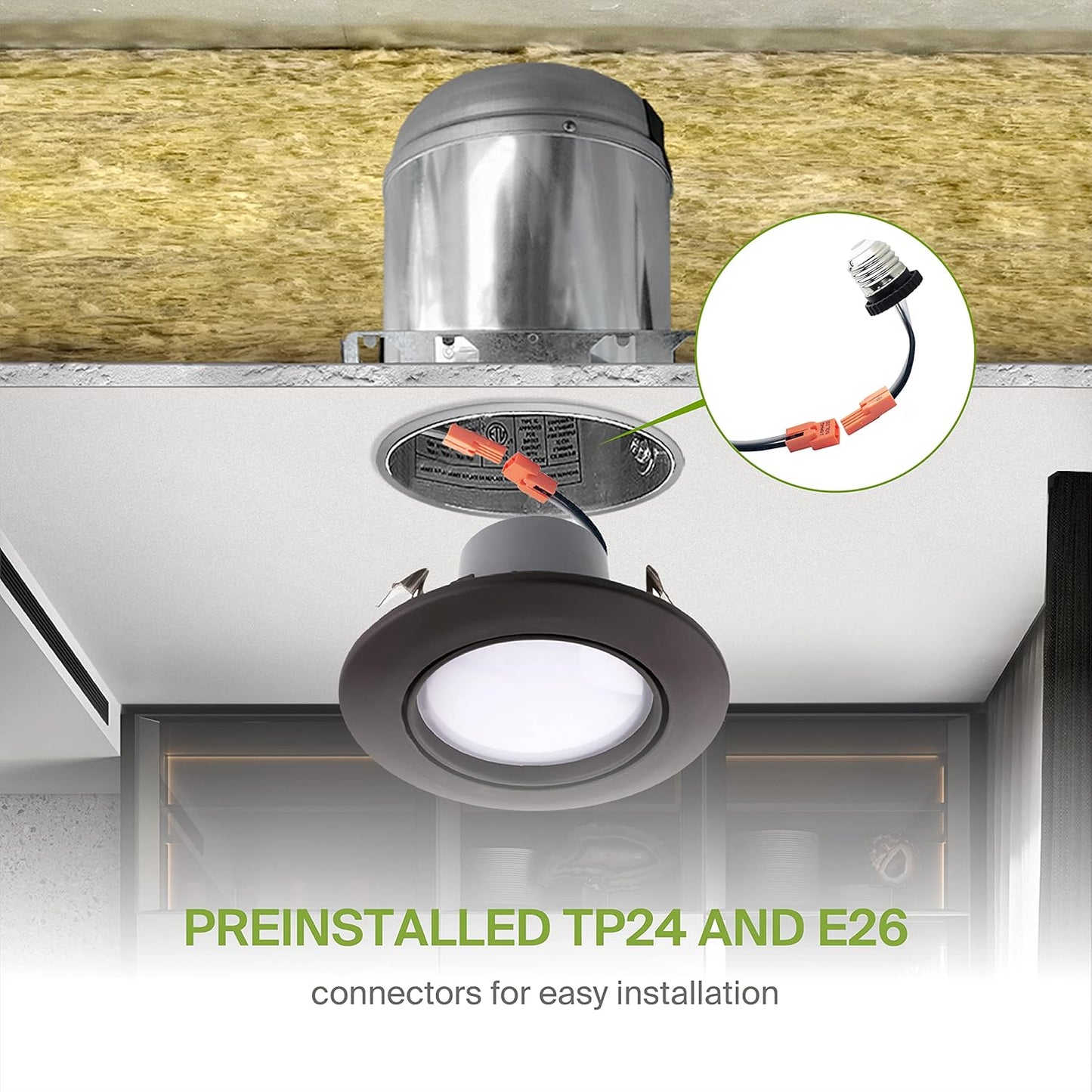 ASD Lighting LED Downlight Retrofit Kit Gimbal 6" 15W 120V CCT Selectable 2700/3000/3500/4000/5000K Dimmable Oil Rubbed Bronze UL 6pack