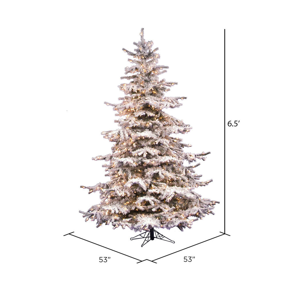 Vickerman 6.5' Flocked Sierra Fir Artificial Christmas Tree Clear Dura-Lit lights