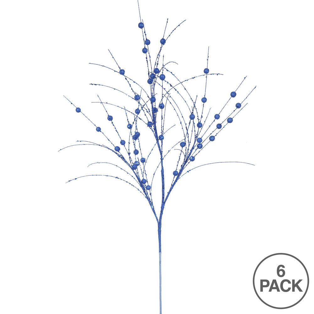 Vickerman 35" Blue Glitter Berry Artificial Christmas Spray. Includes 6 sprays per pack.