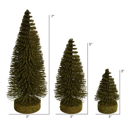 Vickerman 3"-5"-7" Green Oval Pine Artificial Christmas Tree Set of 3