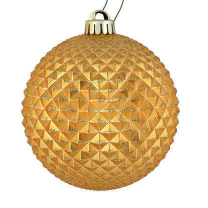 Vickerman 4" Copper Gold Durian Glitter Ball Ornament 6 per Bag