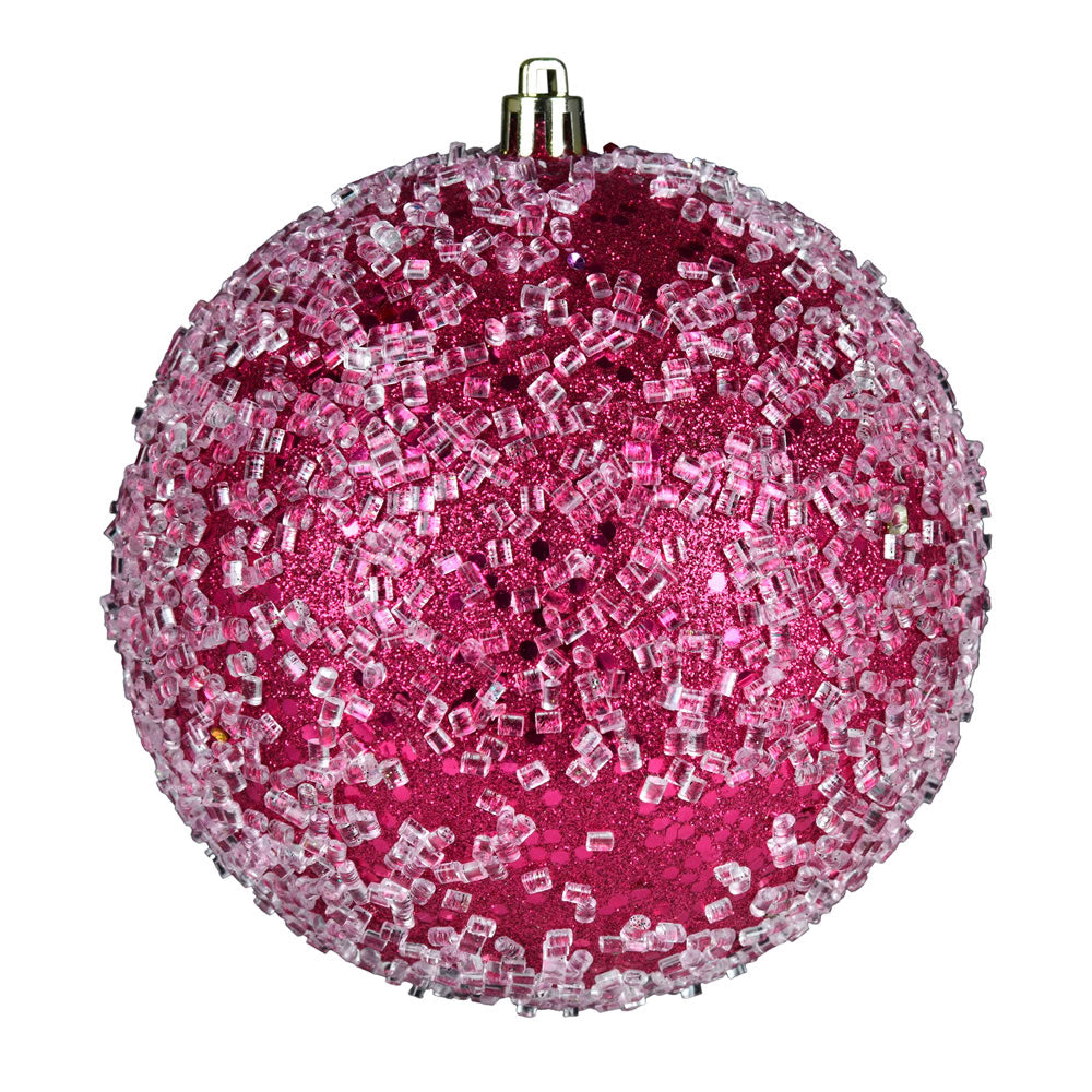 Vickerman 12" Fuchsia Glitter Hail Ball Ornament