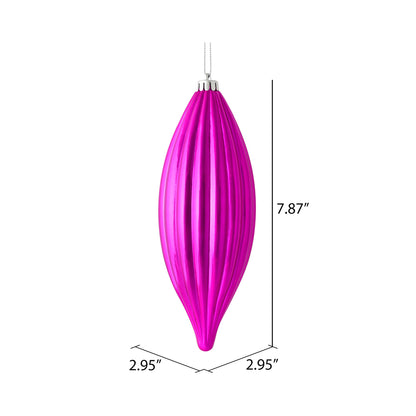 Vickerman 8" Fuchsia Shiny Line Finial Ornament Pack of 4