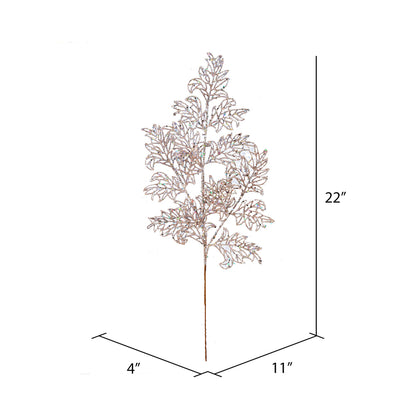 Vickerman 22" Rose Gold Glitter Lace Holly Leaf Artificial Christmas Spray. Includes 12 sprays per pack.