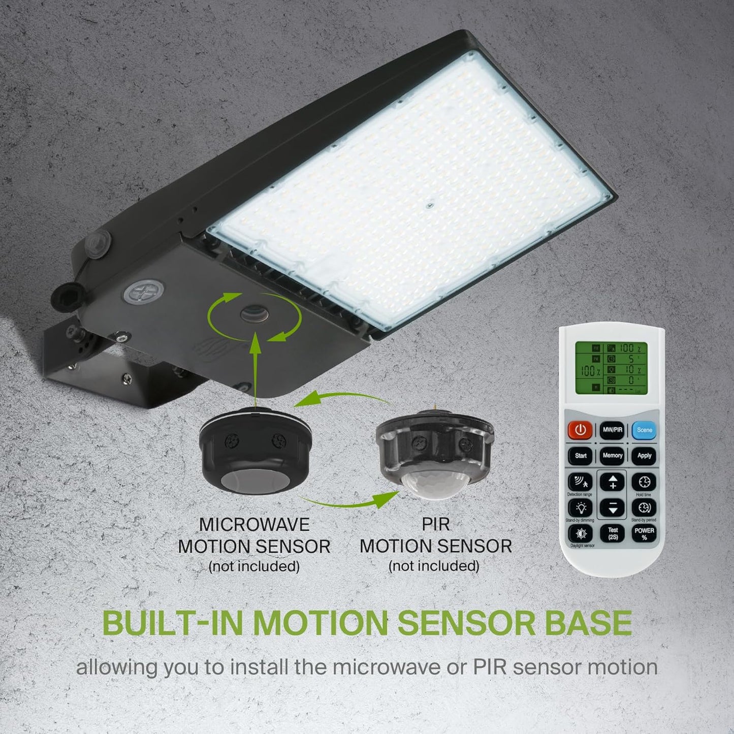 ASD Lighting LED Area Light with Q-base 100/150/200W 120-277V 0-10V Dimmable 170Lm/W 3000/4000/5000K with Photocell Bronze UL DLC Premium
