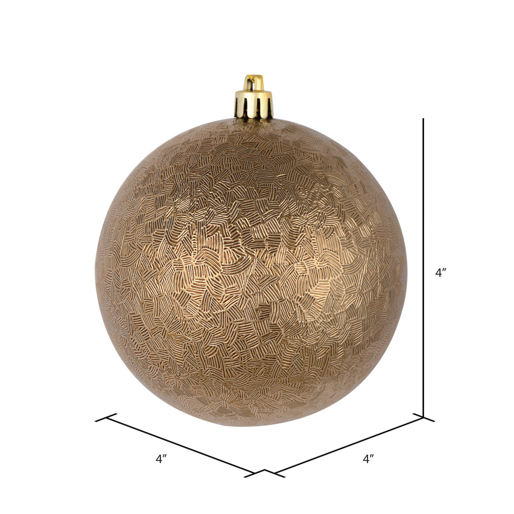 Vickerman 4" Mocha Brushed Ball Ornament 6 per Bag