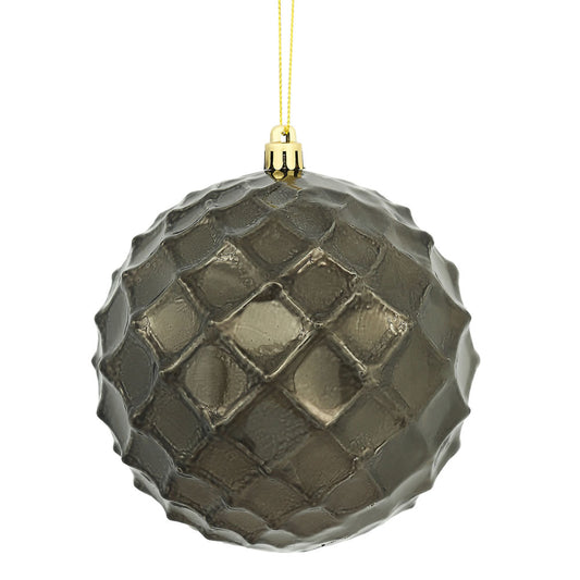 Vickerman 4.75" Gunmetal Shiny Diamond Bauble Ornament 4 per Bag