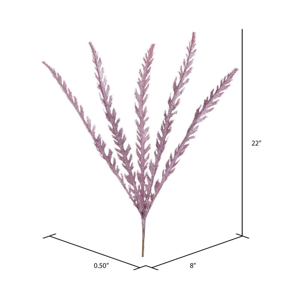 Vickerman 22" Mauve Soap Plant Glitter Artificial Christmas Spray. Includes 6 sprays per pack.