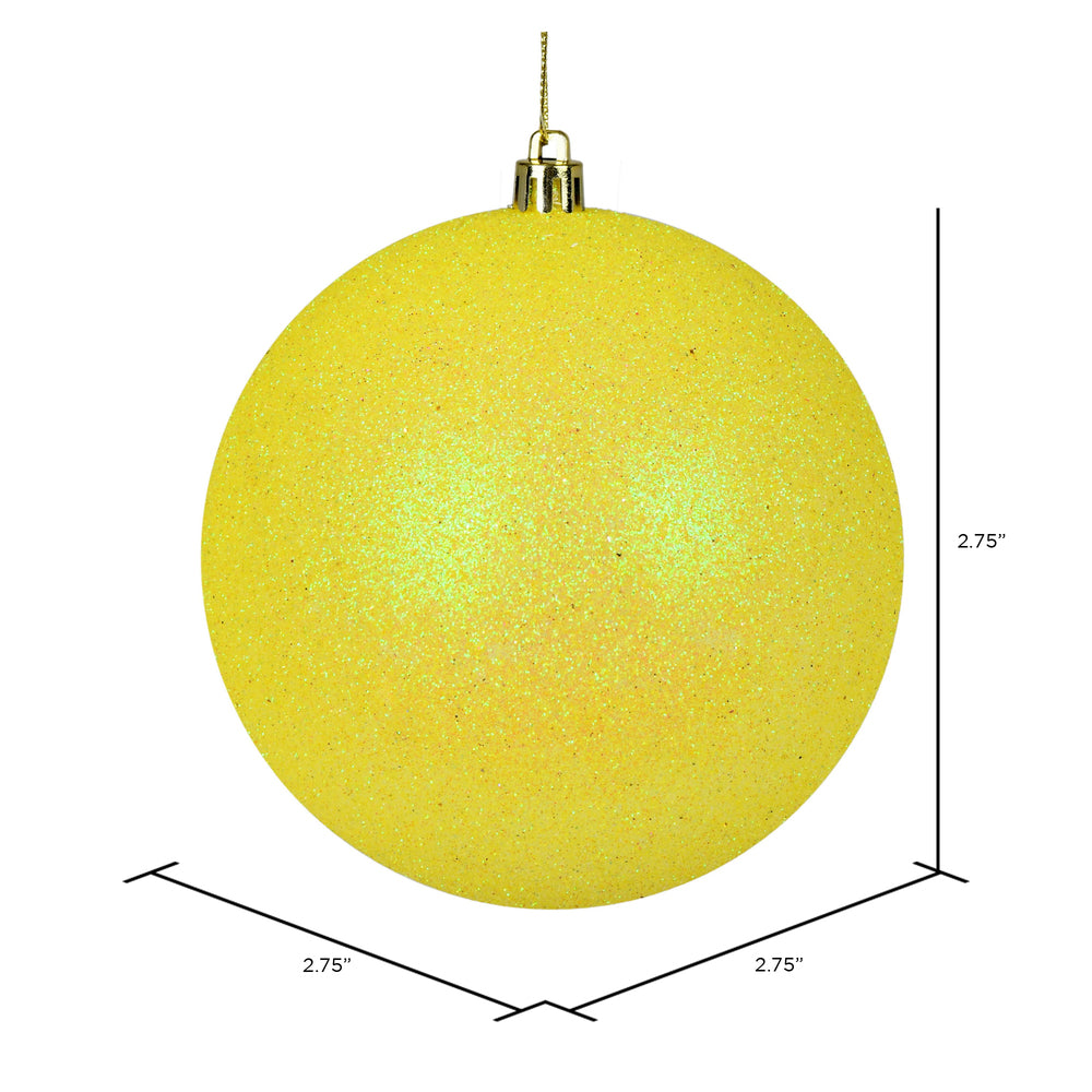 Vickerman 2.75" Yellow Glitter Ball Ornament 12 per Bag