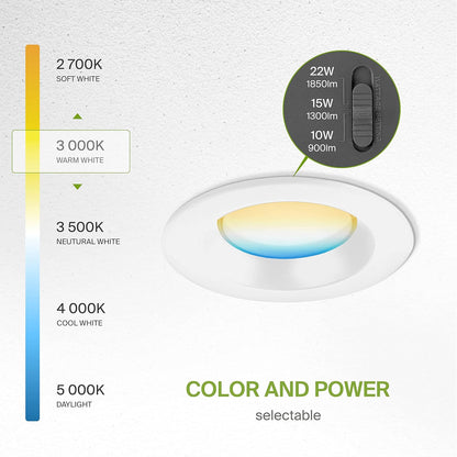 ASD Lighting LED Commercial Downlight 6inch 10/15/22W 120-277V 0-10V Dimmable 2700/3000/3500/4000/5000K White UL ES
