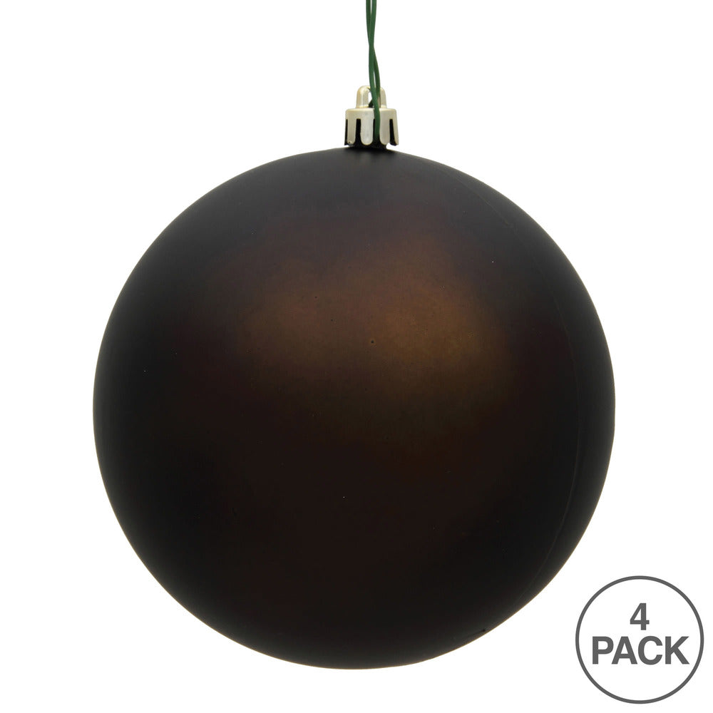 Vickerman 6" Chocolate Matte Ball Ornament 4 per Bag