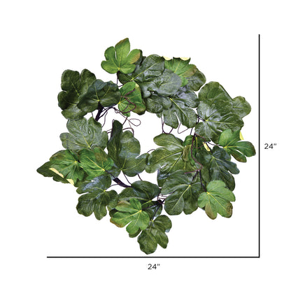 Vickerman 24" Artificial Green Fig Leaf Wreath.