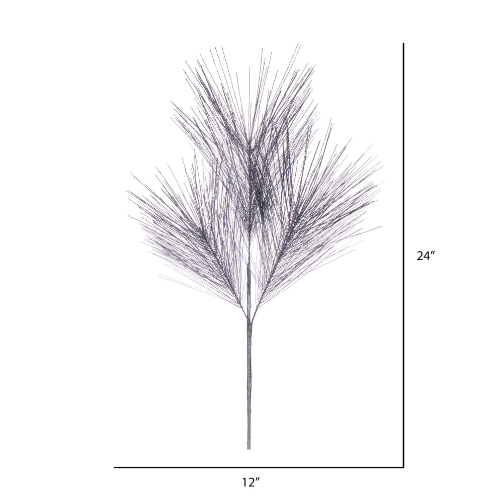 Vickerman 24" Artificial Silver Metallic Pine Needle Christmas Spray 2 sprays per pack.