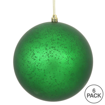 Vickerman 4" Green Matte Mercury Ball Ornament 6 per Bag.