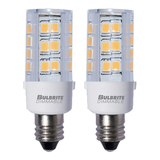 BULBRITE LED T4 CANDELABRA SCREW (E12) 4.5W DIMMABLE LIGHT BULB CLEAR 3000K/SOFT WHITE 35W INCANDESCENT EQUIVALENT 2PK (770584)