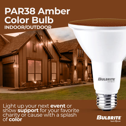 Bulbrite 772501 90-Watt Equivalent, Amber Color PAR38 Weatherproof Outdoor E26 Medium Base Flood LED Light Bulb