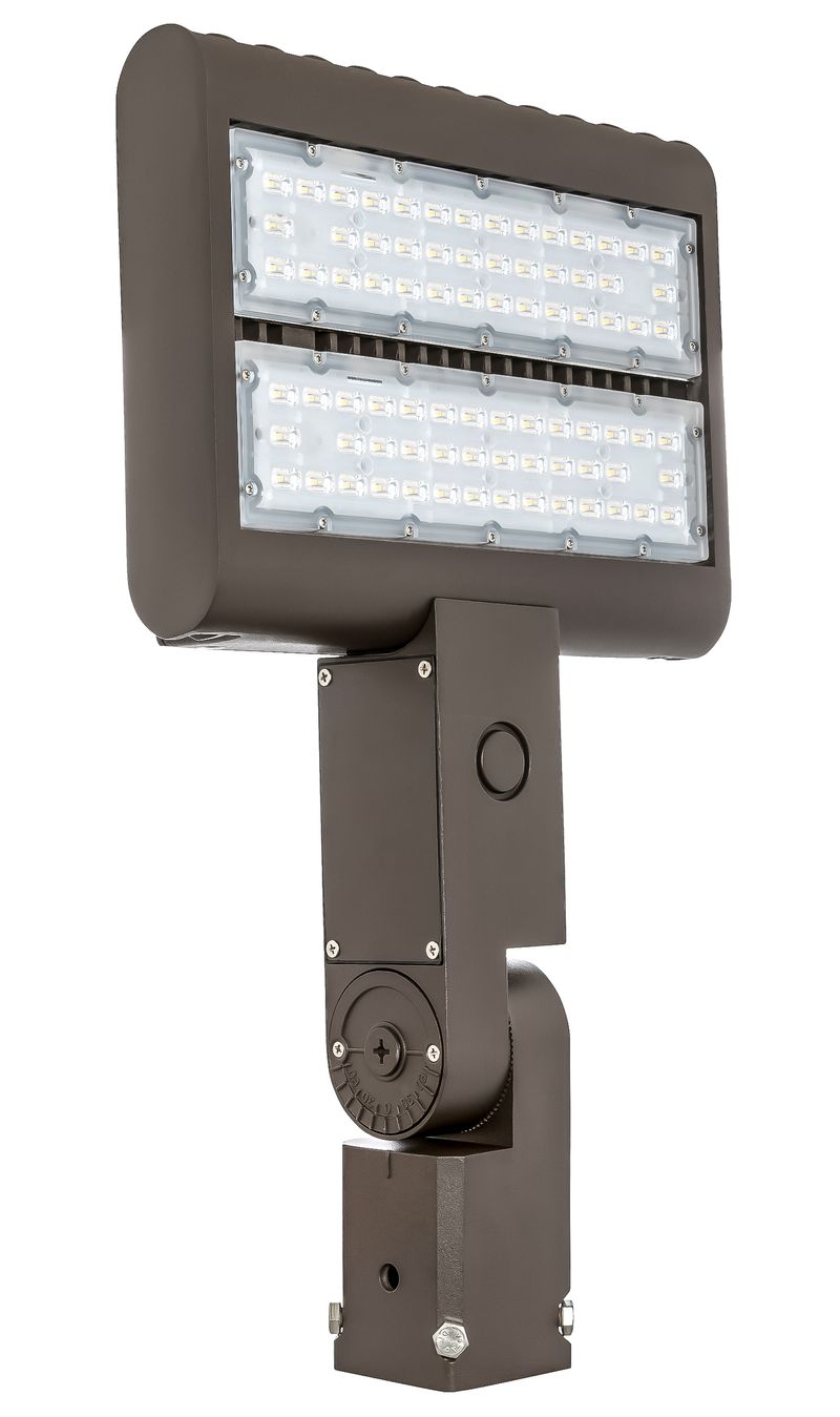 Westgate Slim LED Flood, 100~277V, 80W, 8000 Lumens, 3000K, Dark Bronze, Slipfitter W. K/O, IP65, UL, DLC, Final Production, 80W, 9600 Lumens, 3000K, Dark Bronze Finish, 0~10V Dimmable