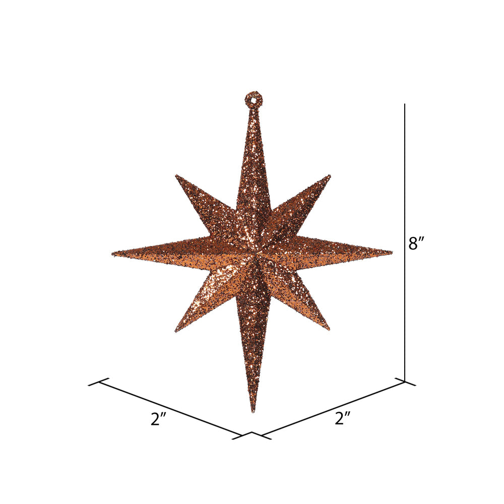 Vickerman 8" Copper Iridescent Glitter Bethlehem Star Christmas Ornament 4 per Box