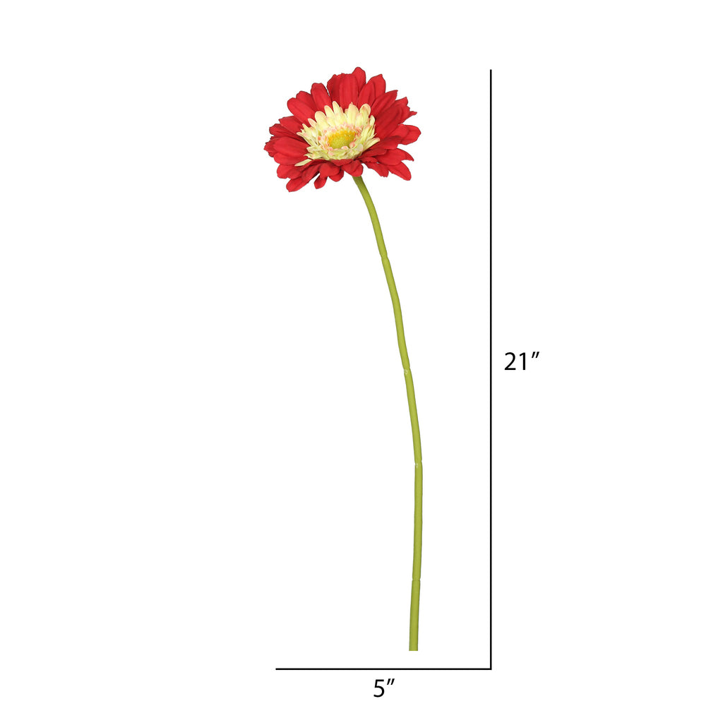 Vickerman 21" Artificial Red Gerbera Daisy Stem 6 per Bag