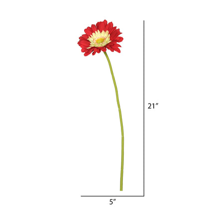 Vickerman 21" Artificial Red Gerbera Daisy Stem 6 per Bag