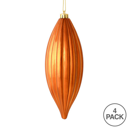 Vickerman 8" Copper Shiny Line Finial Ornament Pack of 4