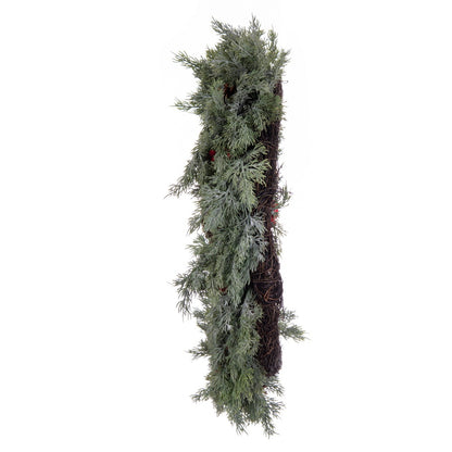 Vickerman 25" Artificial Green Cypress Cone Berry Wreath.