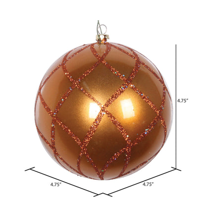 Vickerman 4.75" Copper Candy Finish Net Ball Ornament with Glitter Accents 3 per Bag