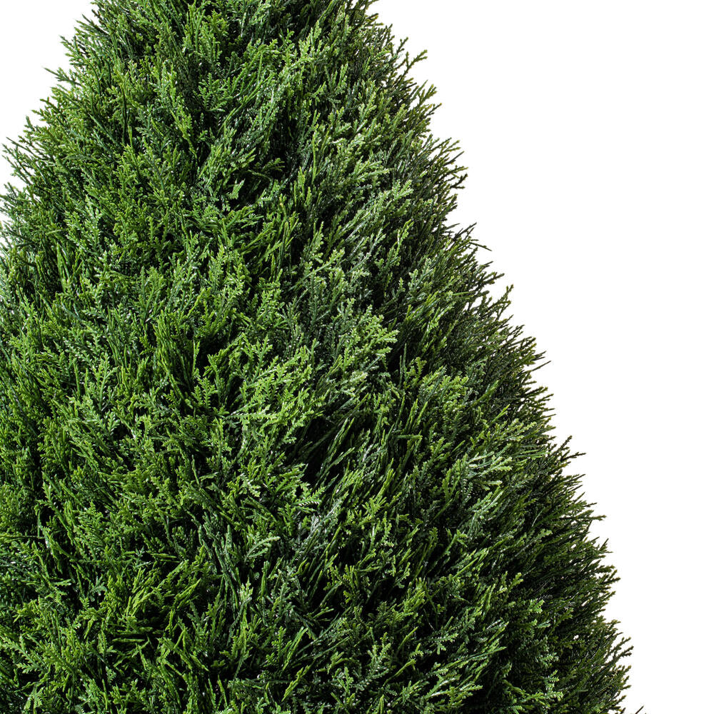 Vickerman 36" Artificial Cedar Teardrop Shaped Bush Black Plastic Pot.