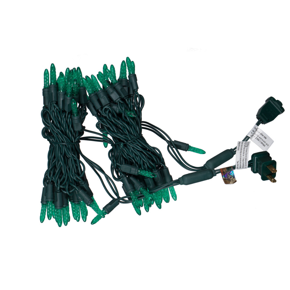 Vickerman 70 Green M5 Faceted LED Light on Green Wire 4" Spacing x 24' Long Christmas Light Strand