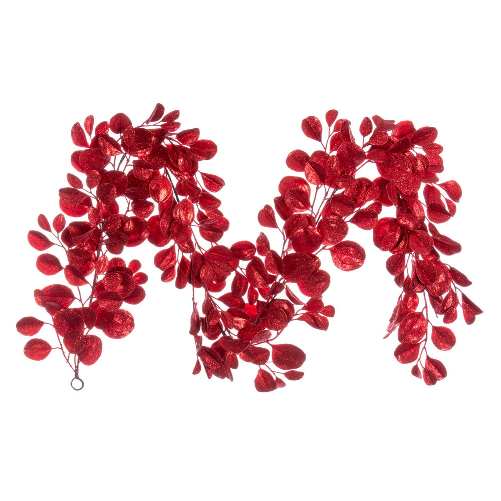 Vickerman 6' Red Artificial Dogwood Glitter Garland.