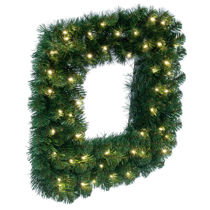 Vickerman 36" Grand Teton Artificial Christmas Square Wreath Warm White LED Lights