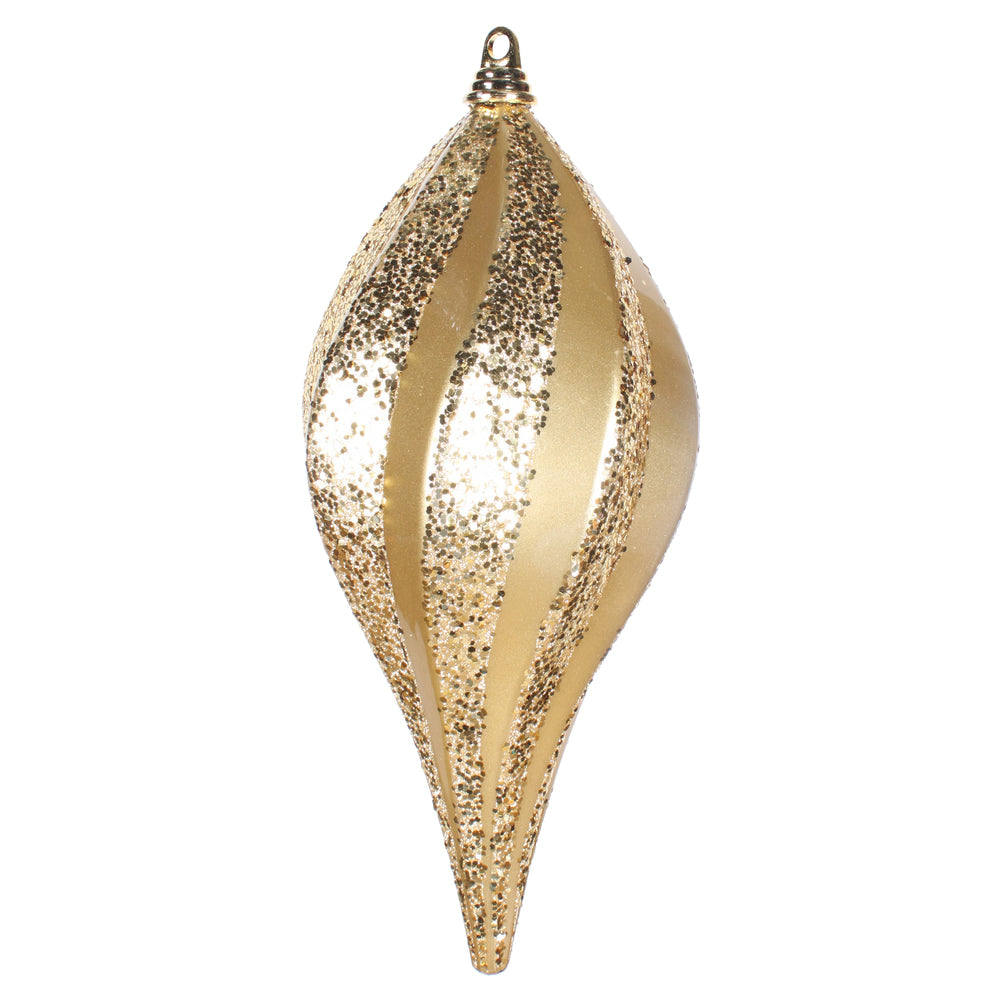 Vickerman 8'' Gold Glitter Swirl Drop Christmas Ornament