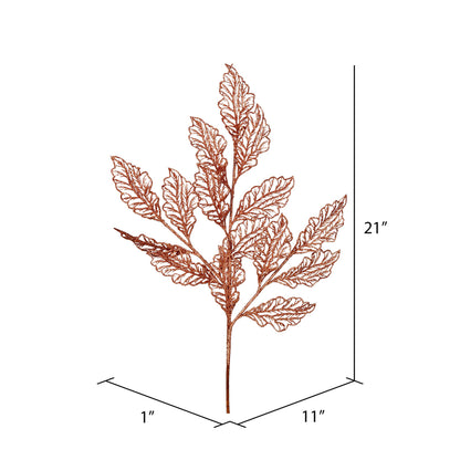 Vickerman 21" Rose Gold Glitter Coleus Leaf Lace Artificial Christmas Spray. Includes 12 sprays per pack.