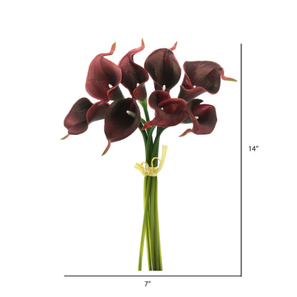 Vickerman 14'' Artificial Burgundy Calla Lily Bundle