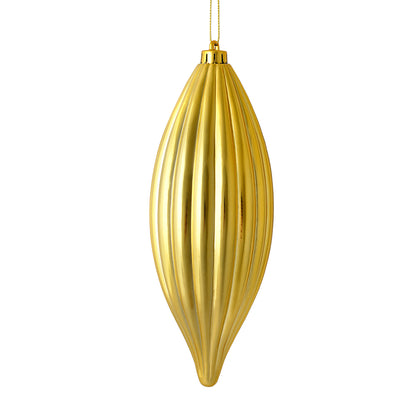 Vickerman 8" Gold Shiny Line Finial Ornament Pack of 4