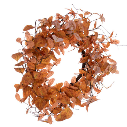 Vickerman 22" Orange Artificial Leaf Wreath.