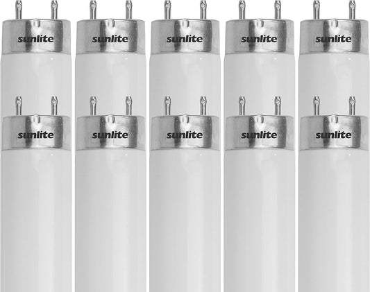 Sunlite 88457 LED T8 Plug & Play light Tube (Type A) 4 foot, 12W (32W EQ) 1700 Lm, Medium Bi-Pin G13 Base, Dual End Connection, Electronic Ballast Compatible DLC & UL Listed, 3000K Warm White, 10 Pack