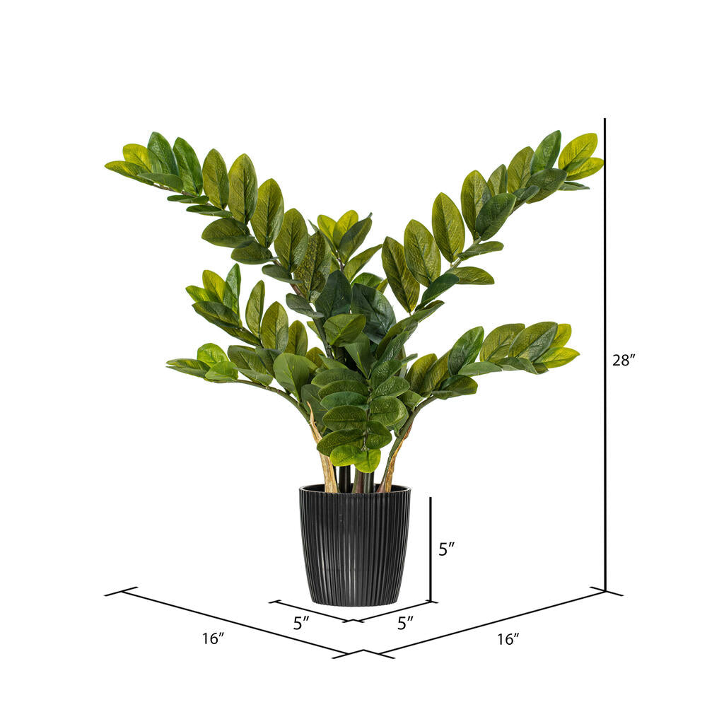 Vickerman 28" Potted Green Zamifolia Artificial Bush.