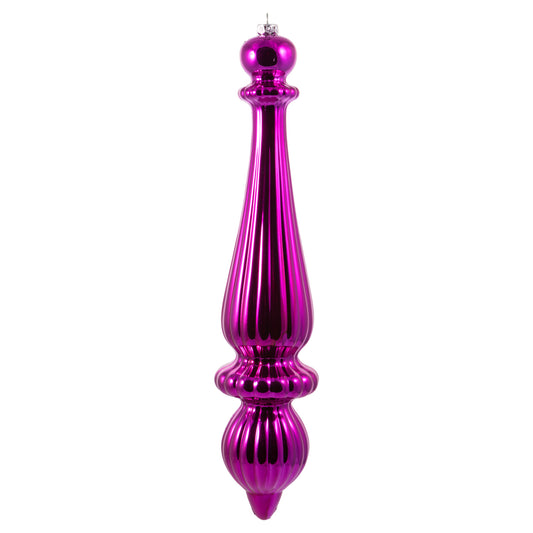 Vickerman 14" Fuchsia Shiny Finial Drop Christmas Ornament UV Treated with Cap 2 per bag