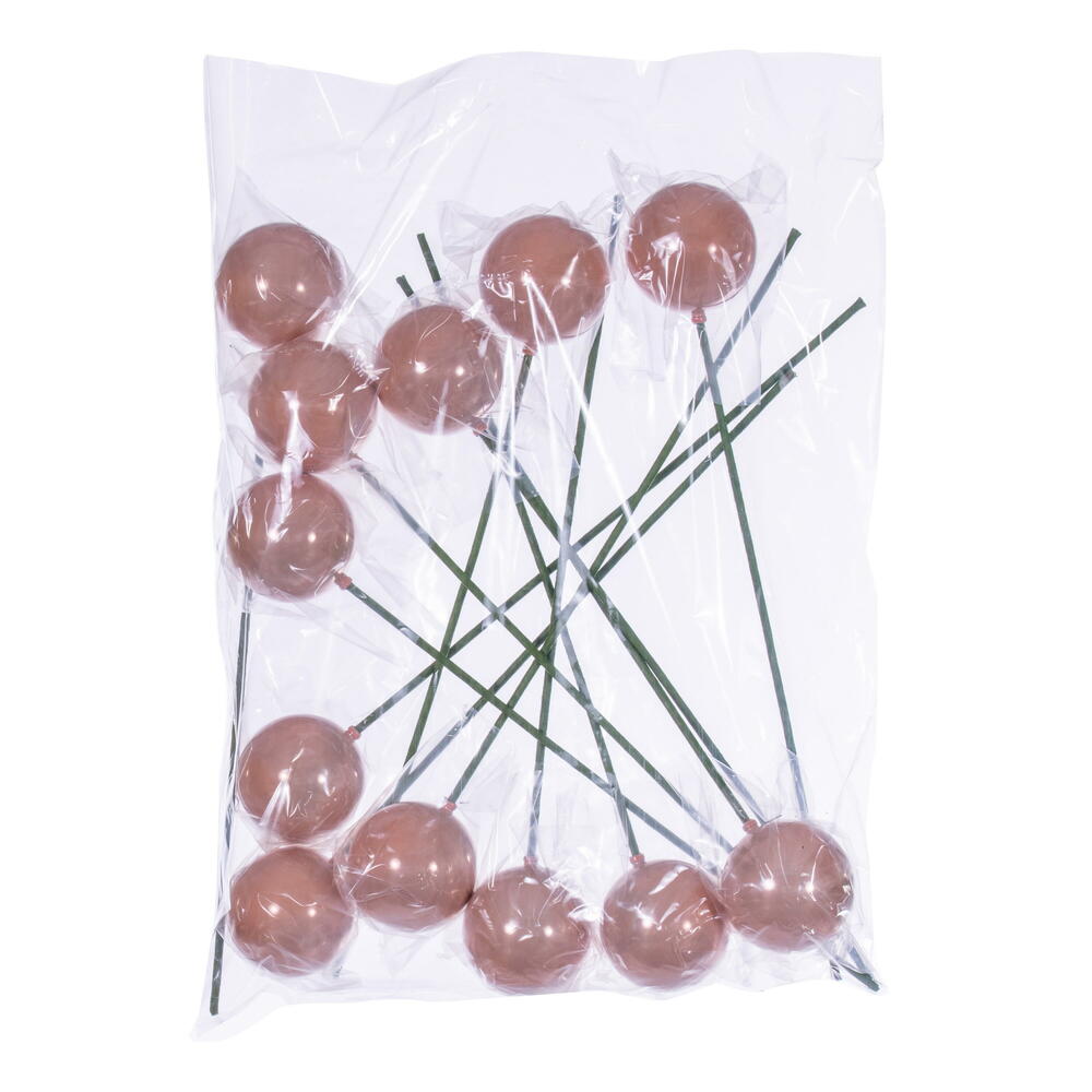 Vickerman 3" x 18" Rose Gold Pearl Ball Ornament Stick 12 per bag.