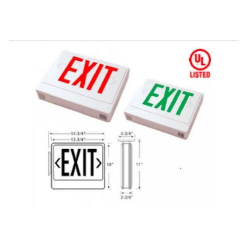 Westgate Remote Capable LED Exit SGL/DBL Face Univ. Green Letters Black Housing, 120/277V, LED Exit & Emergency Lighting, 3.8W, Black Finish