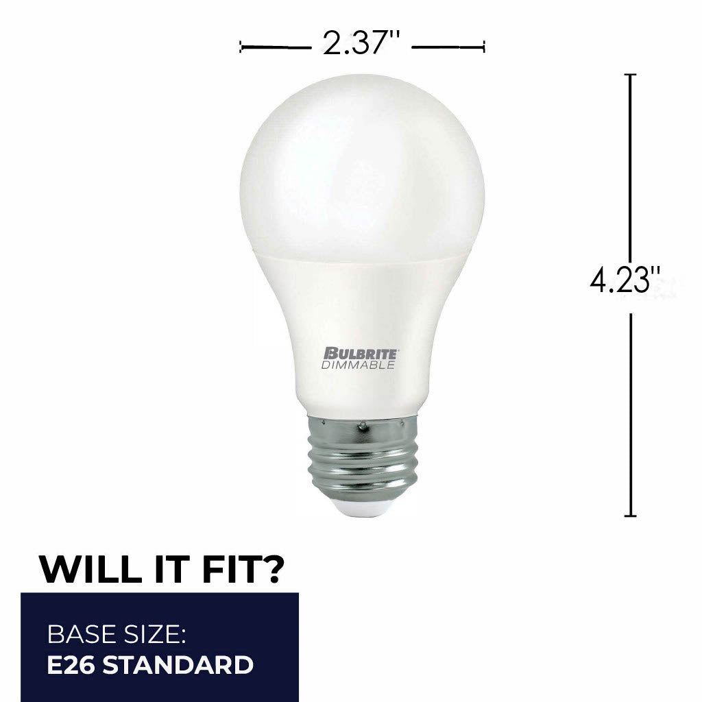 Bulbrite 774263 LED Filament 9 Watt Dimmable A19 Light Bulb with Frost Finish and Medium Screw E26 Base - 3000K(Soft White Light), 800 Lumens
