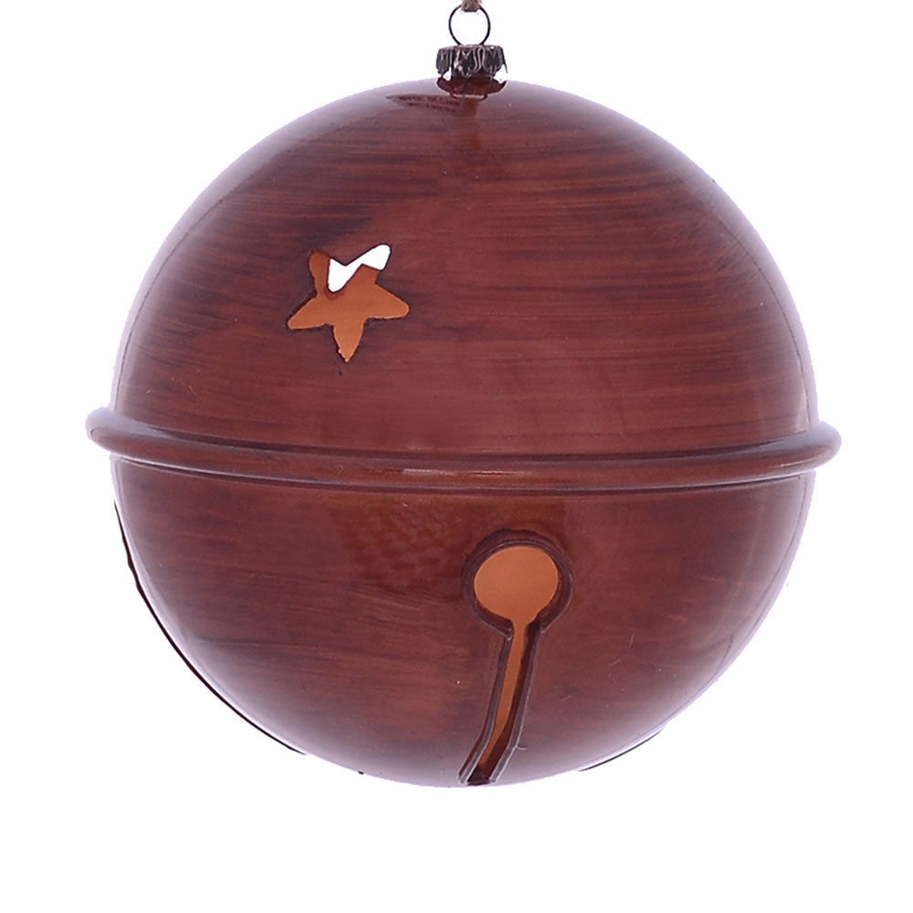 Vickerman 6" Copper Wood Grain Bell Christmas Ornament Pack of 2