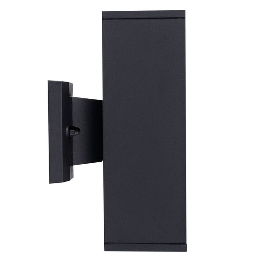 ASD Lighting BULB Square Outdoor Wall Cylinder, Up and Downlight Fixture, 120V, 60W Max, 11.81", 50°, Black Finish