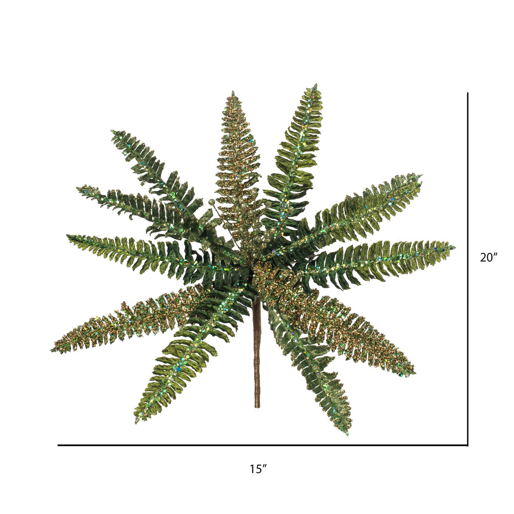 Vickerman 20" Green Fern Flower Artificial Christmas Spray. Includes 3 sprays per pack.