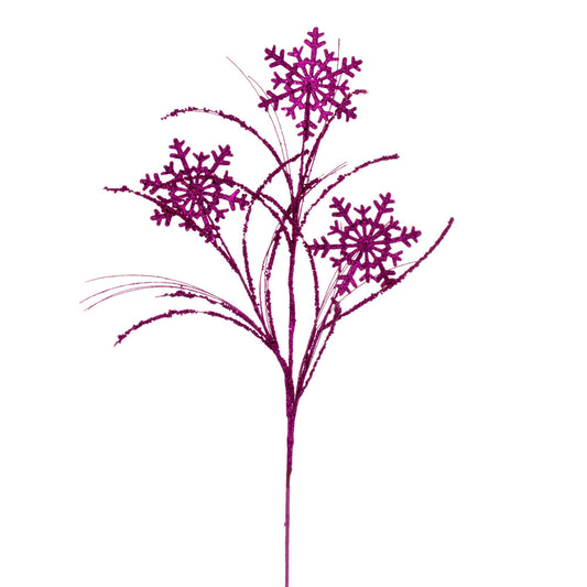 Vickerman 31" Fuchsia Snowflake Glitter Spray 6 per bag.