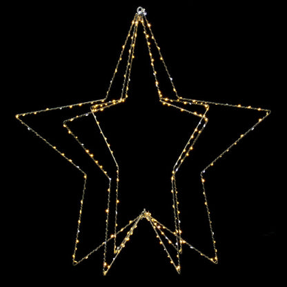 Vickerman 300 lights x 30" Warm White Twinkle LED Five Point Star Steel Wire Silhouette Light.