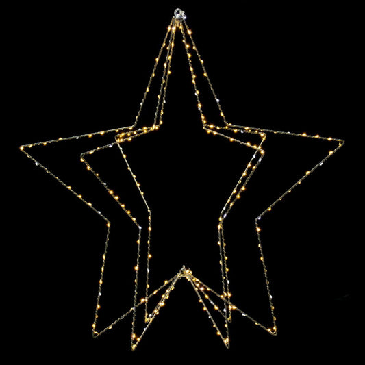 Vickerman 300 lights x 30" Warm White Twinkle LED Five Point Star Steel Wire Silhouette Light.